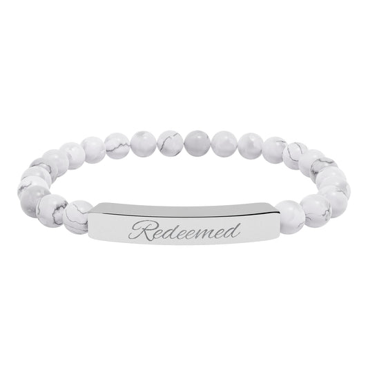 Natural Stone Stretch Bar Bracelet (Engraving)