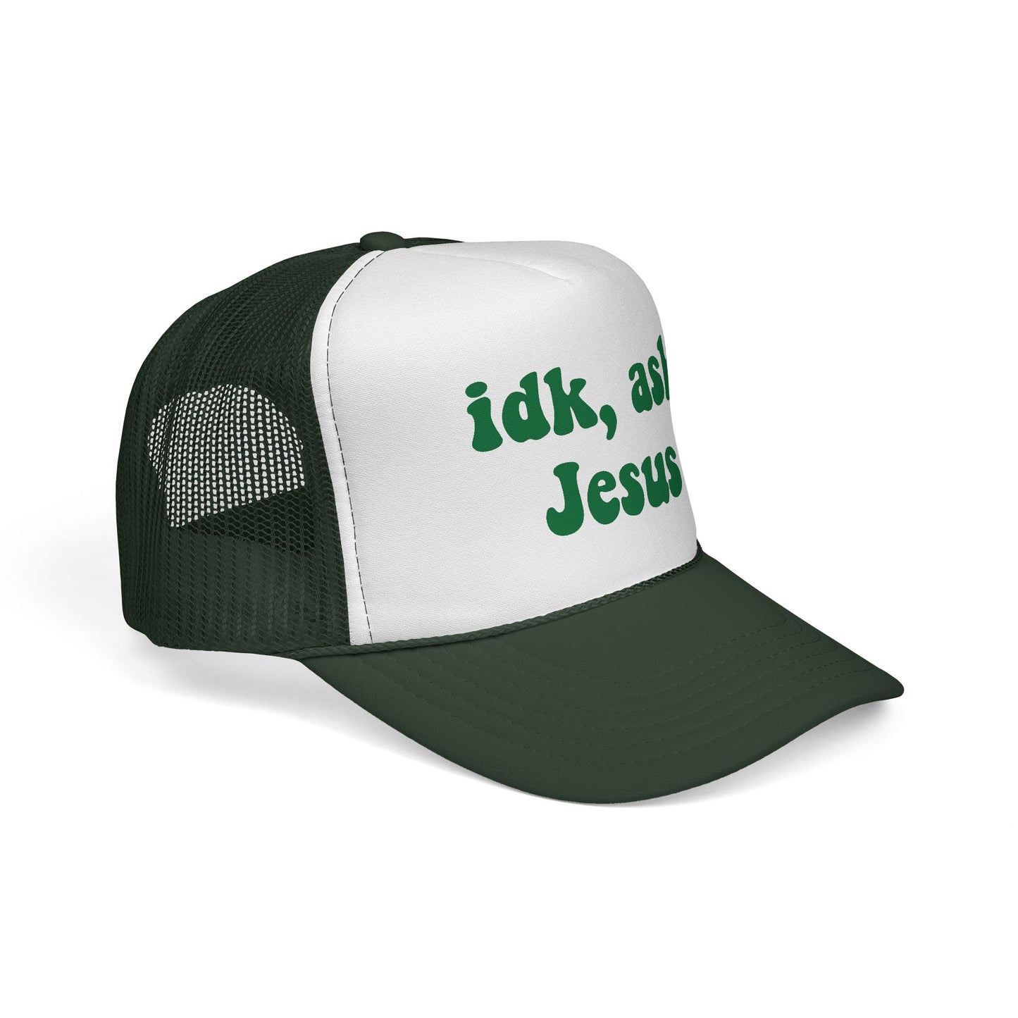 Christian Trucker Hat - "idk, ask Jesus" Mesh Cap