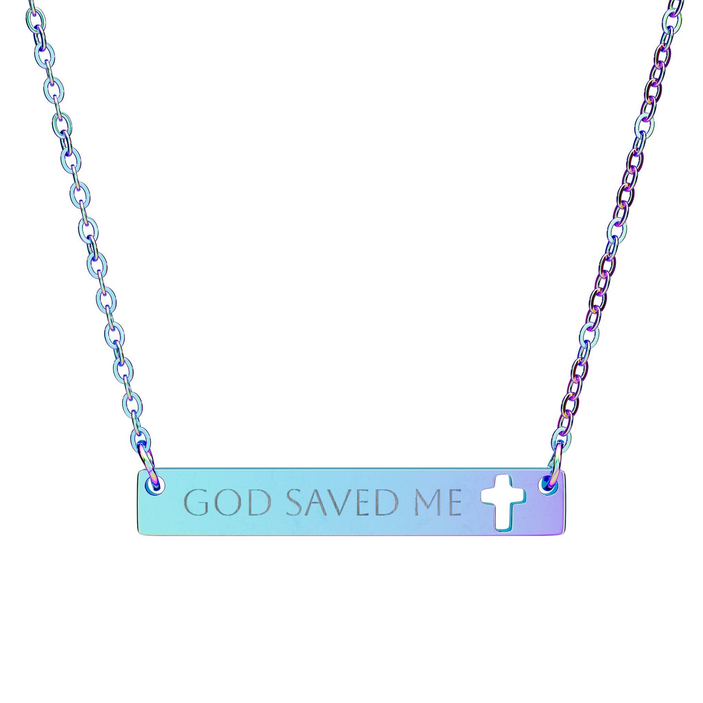 Cutout Cross Bar Necklace (Engraving)