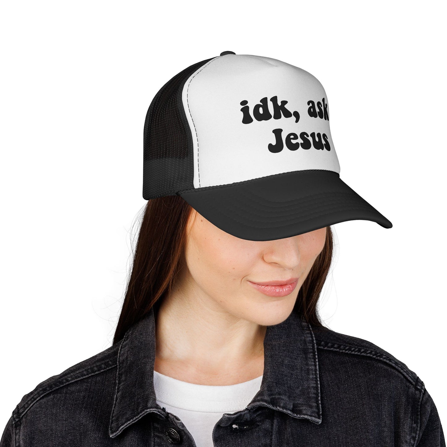 Christian Trucker Hat - "idk, ask Jesus" Mesh Cap