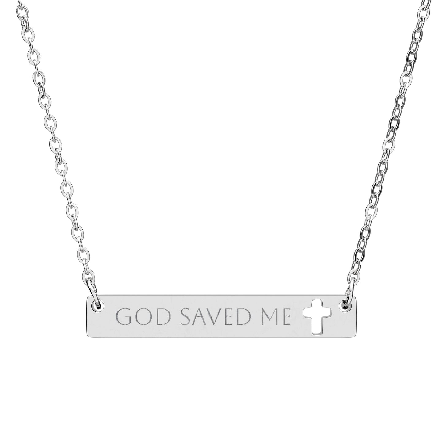 Cutout Cross Bar Necklace (Engraving)