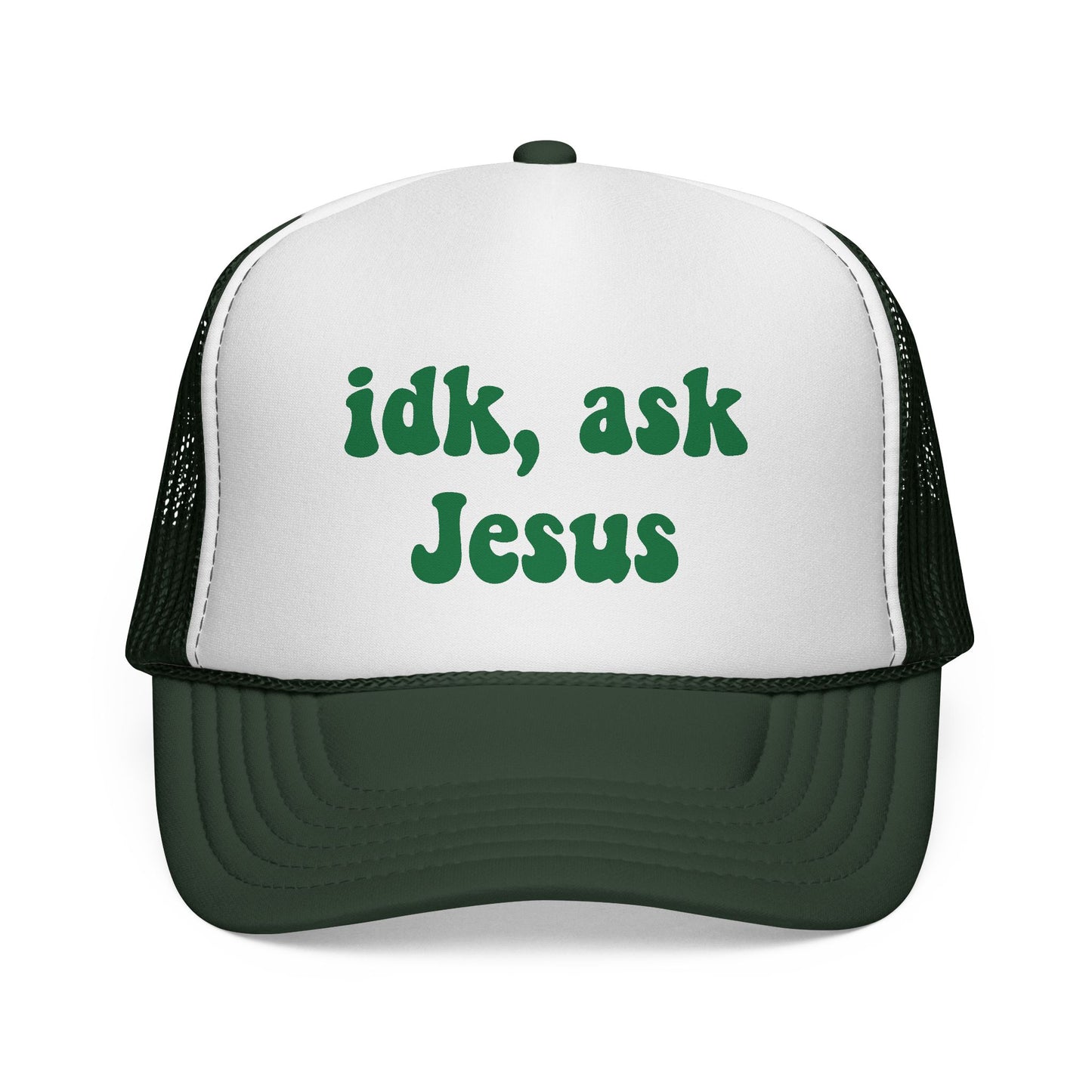 Christian Trucker Hat - "idk, ask Jesus" Mesh Cap