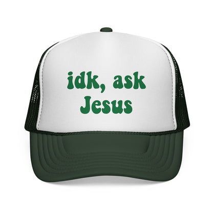 Christian Trucker Hat - "idk, ask Jesus" Mesh Cap