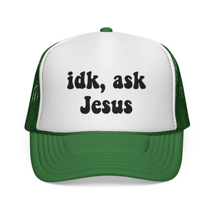 Christian Trucker Hat - "idk, ask Jesus" Mesh Cap