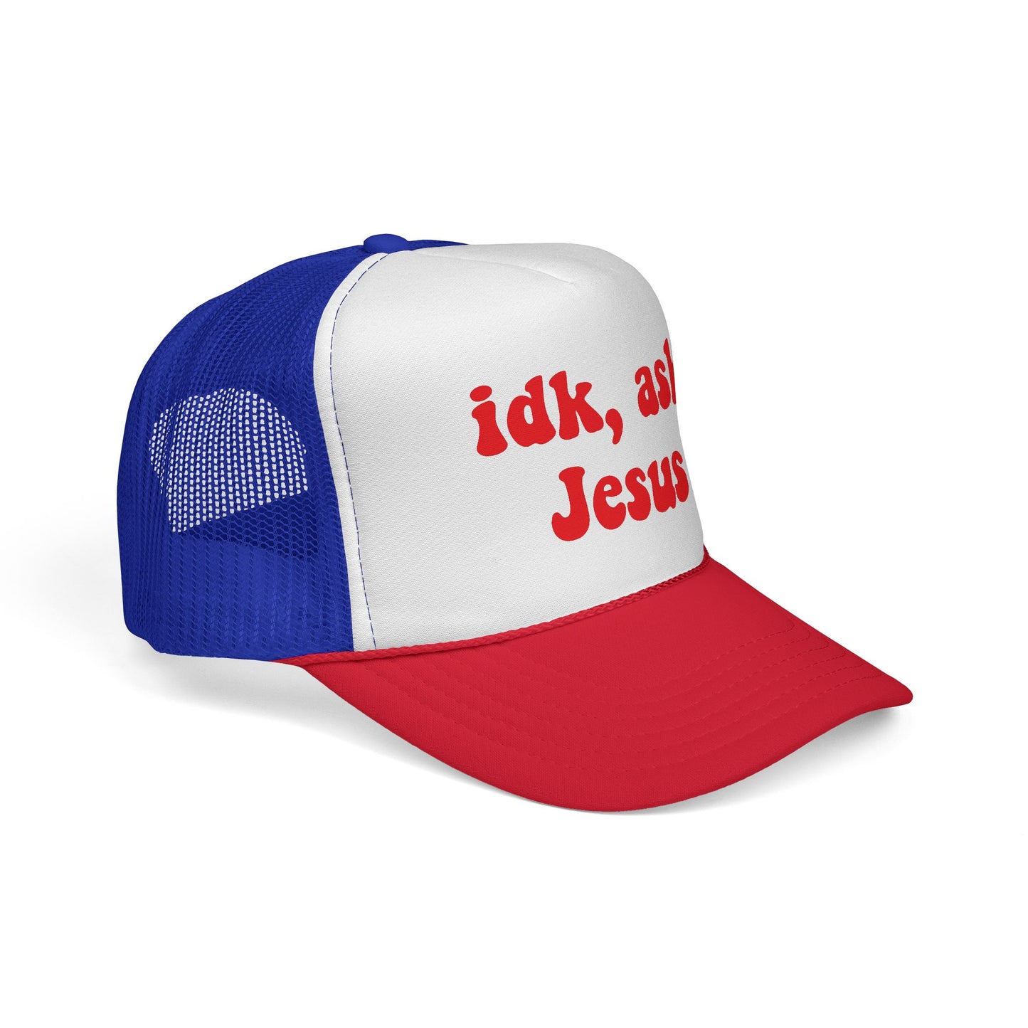 Christian Trucker Hat - "idk, ask Jesus" Mesh Cap