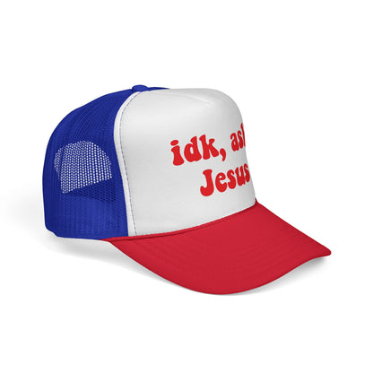 Christian Trucker Hat - "idk, ask Jesus" Mesh Cap