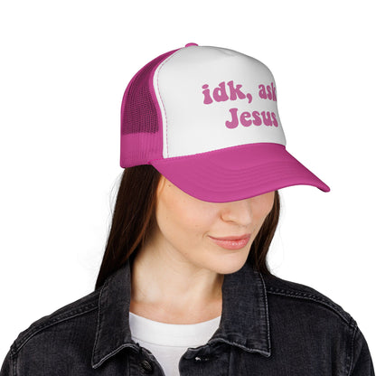 Christian Trucker Hat - "idk, ask Jesus" Mesh Cap