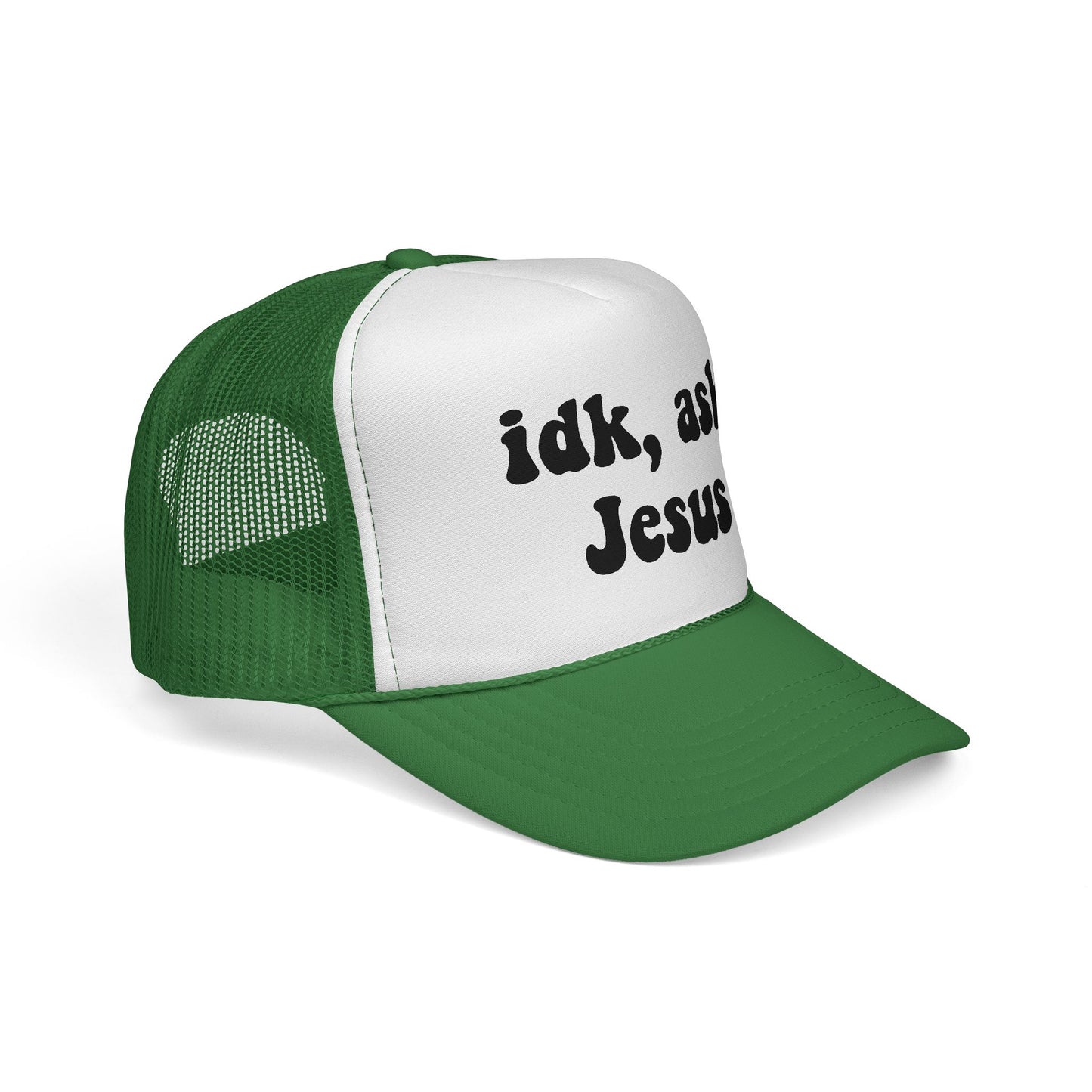 Christian Trucker Hat - "idk, ask Jesus" Mesh Cap