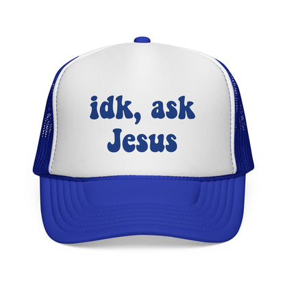 Christian Trucker Hat - "idk, ask Jesus" Mesh Cap