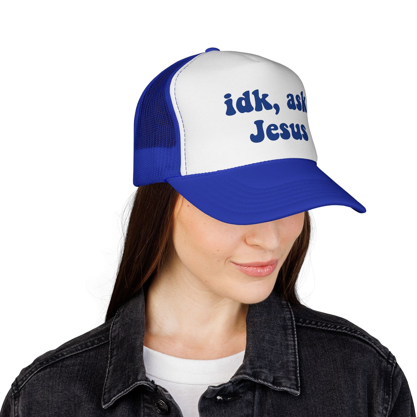 Christian Trucker Hat - "idk, ask Jesus" Mesh Cap