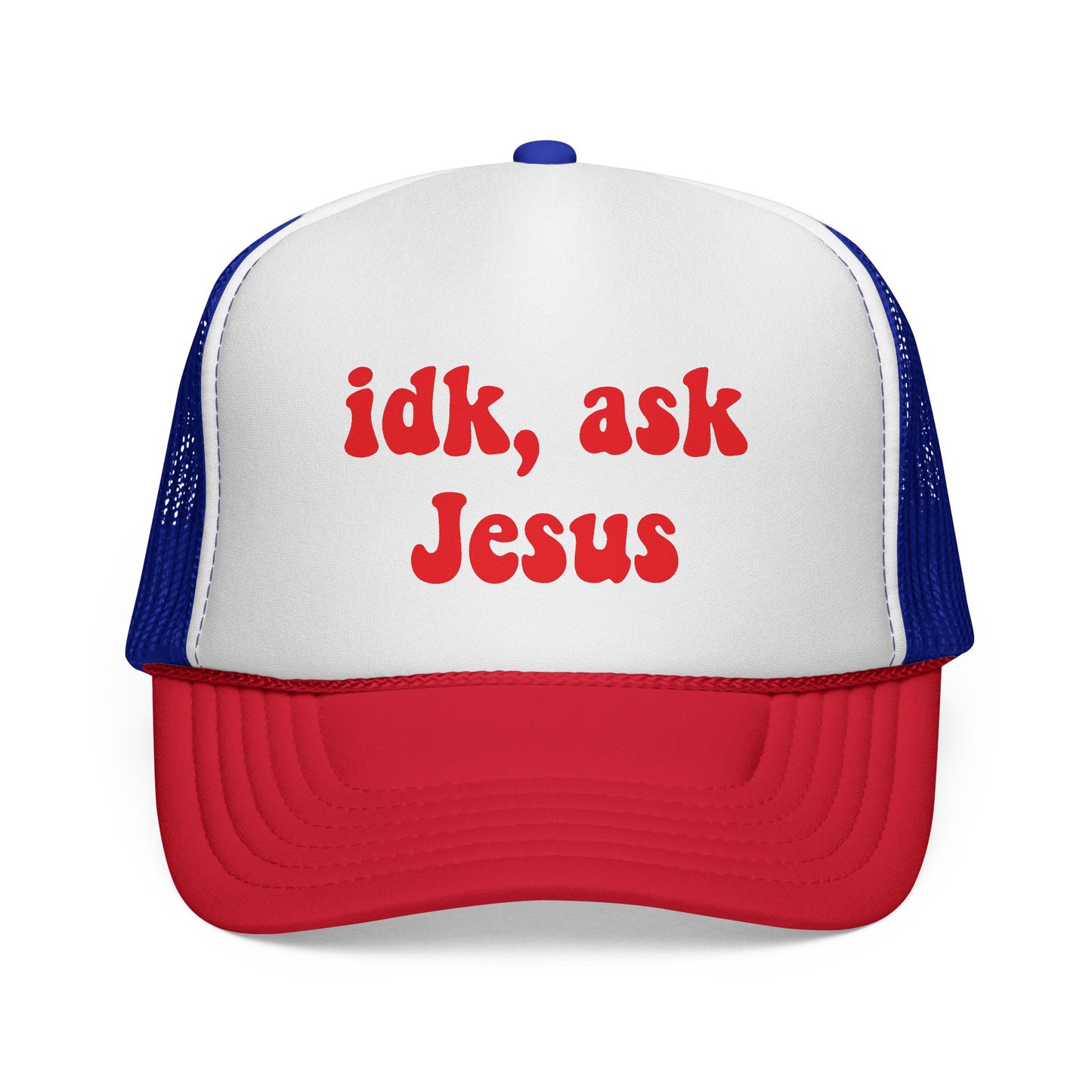 Christian Trucker Hat - "idk, ask Jesus" Mesh Cap
