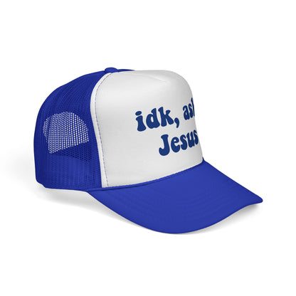 Christian Trucker Hat - "idk, ask Jesus" Mesh Cap
